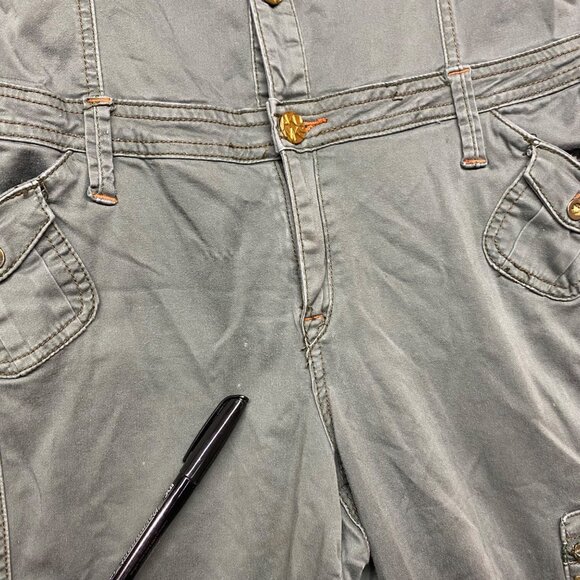 Akademiks  Womens Olive Green Cotton Jumpsuit L Button Up Y2K Gorpcore Pockets - Picture 7 of 14